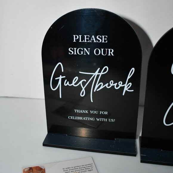 KOSKIMER 2Pcs Wedding Signs, 5"x7" Black Acrylic Signs– NWT Brand: KOSKIMER Colo - Picture 3 of 4